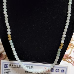 Green Yellow 100% Natural A JADE Jadeite Bead beads Necklace 20 inches